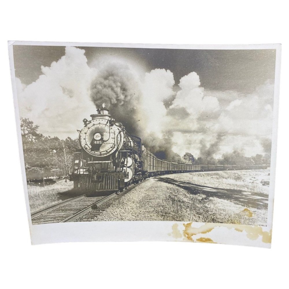 Antique Photograph Train Black and White Train Coming Down Track Original Photo